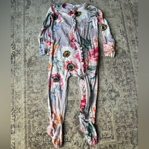 Posh Peanut French Gray Ruffed Footie Zippered One Piece 3-6 Months